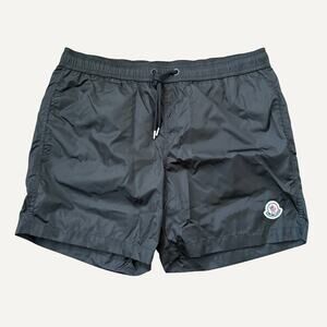 Size M - Moncler Men's Logo Patch Nylon Swim Short Black